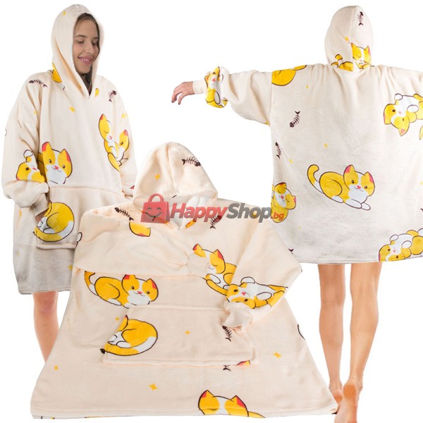 Топъл суичър 2в1 одеало с качулка oversize